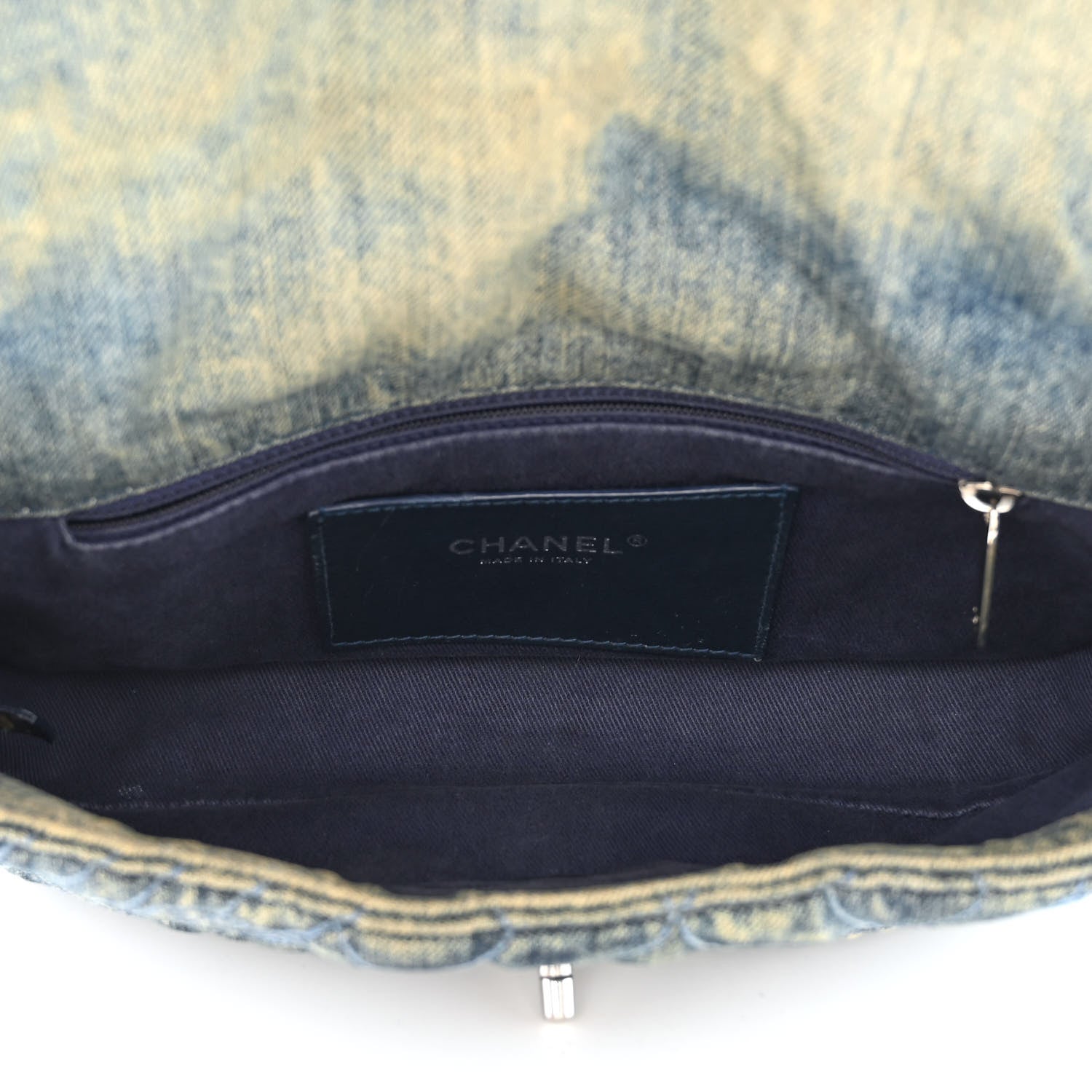 Chanel Denim Quilted Camellia Embroidered Medium Flap Blue 5 of 12