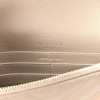 Saint Laurent Grain De Poudre Matelasse Chevron Monogram Envelope Chain Wallet Nude Powder 6 of 11