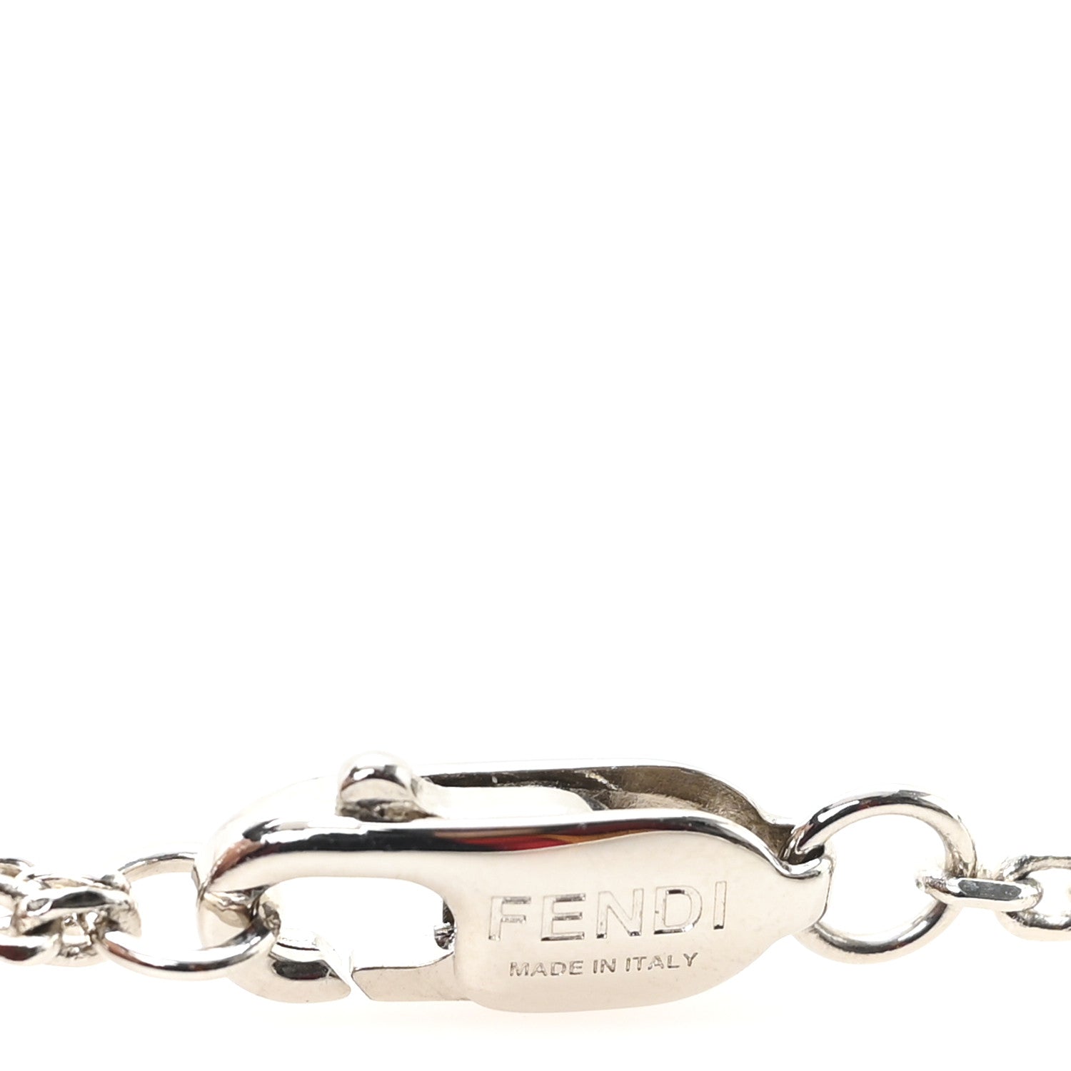 Fendi Metal Logo Charm Necklace Silver 4 of 4
