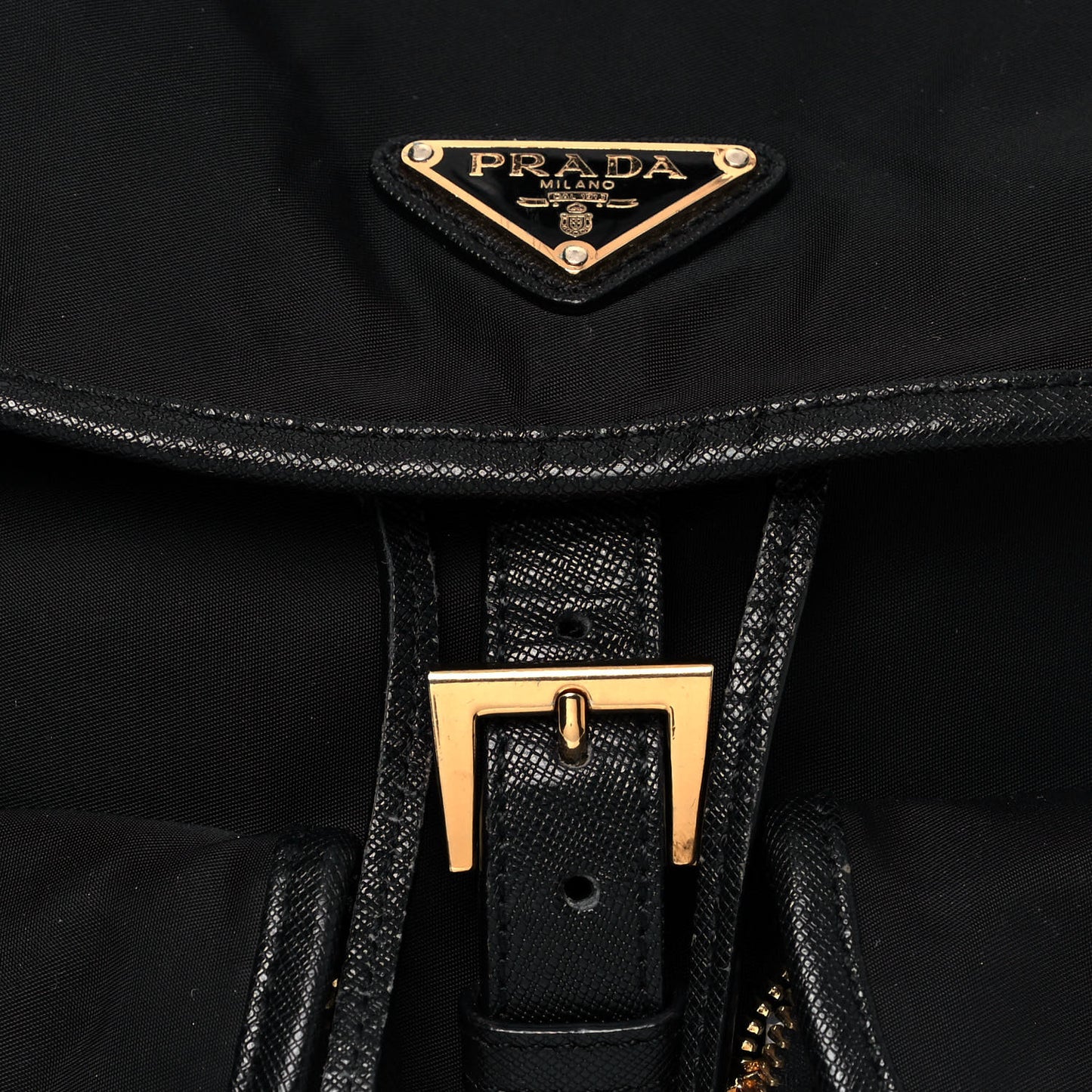 Nylon Vela Saffiano Backpack Black