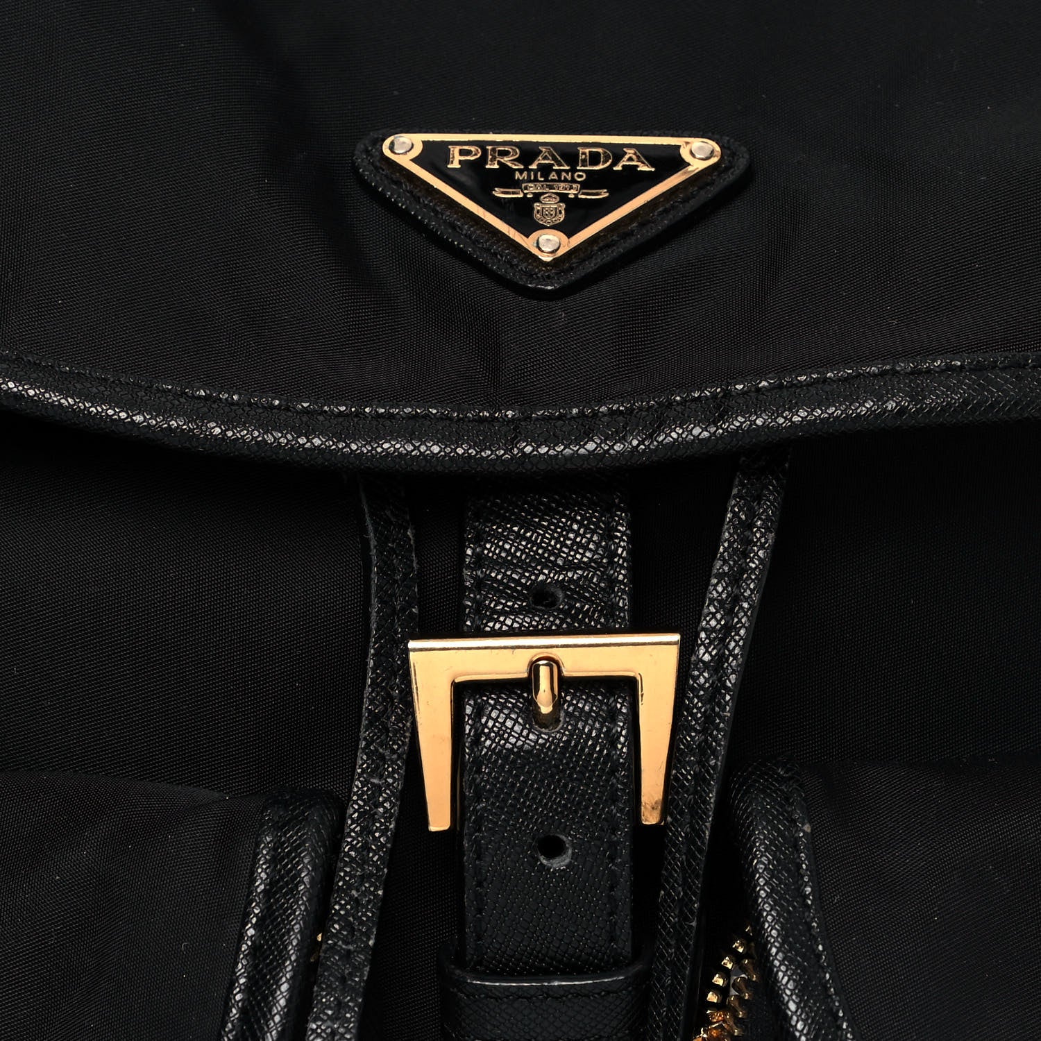 Prada Nylon Vela Saffiano Backpack Black 7 of 11