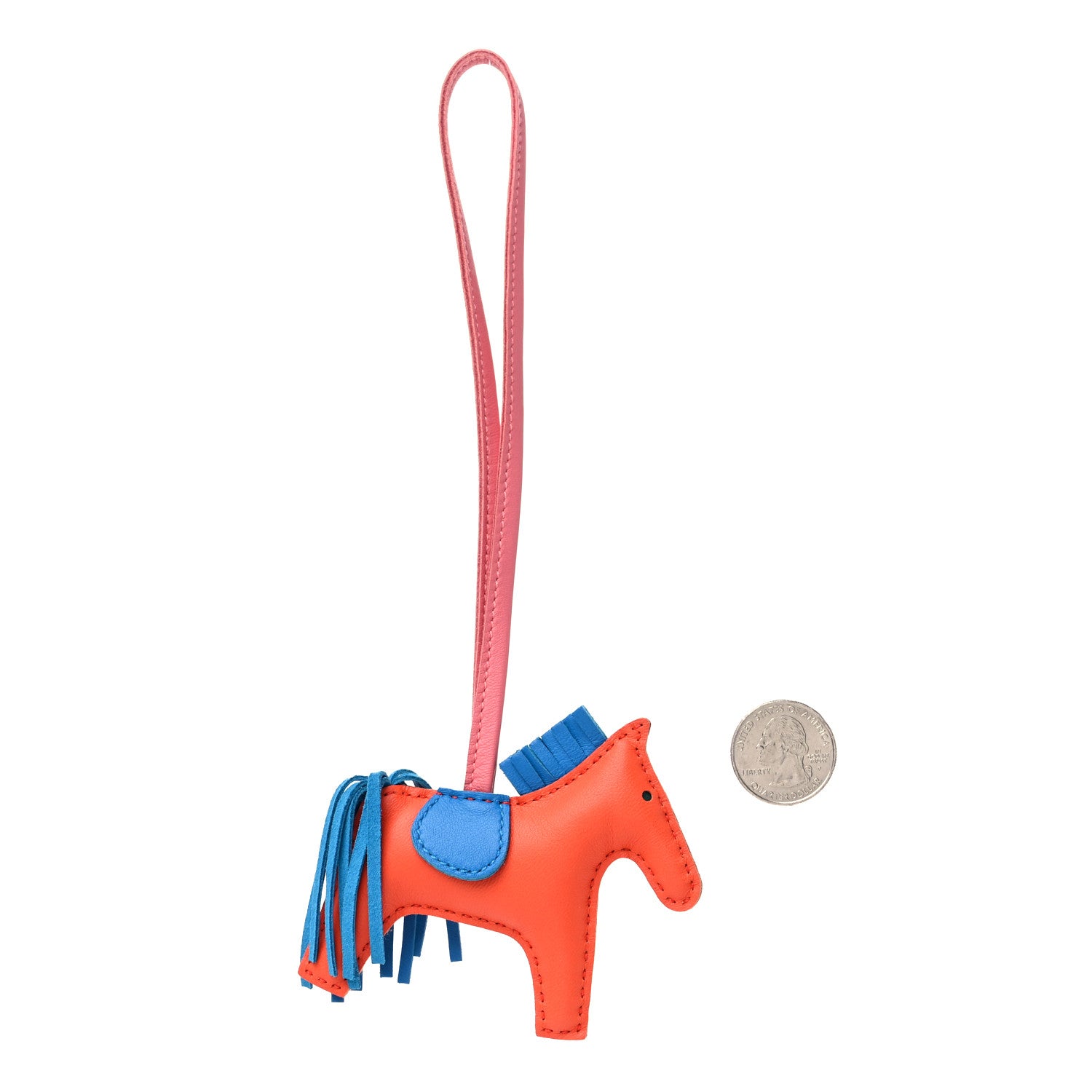 Hermes Milo Lambskin Grigri Rodeo Horse Bag Charm PM Orange Poppy Bleu Zanzibar Rose Azalee 2 of 3