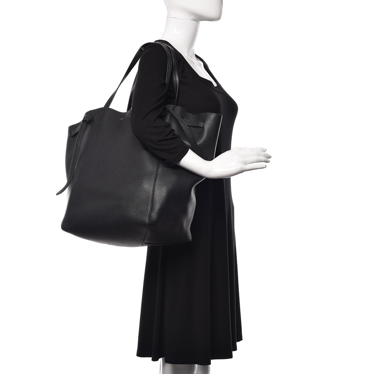 Celine Soft Grained Calfskin Medium Belt Cabas Phantom Black 2 of 11