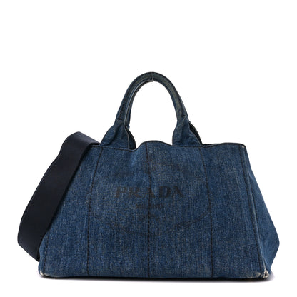 Prada Denim Logo Tote Bleu 1 of 13