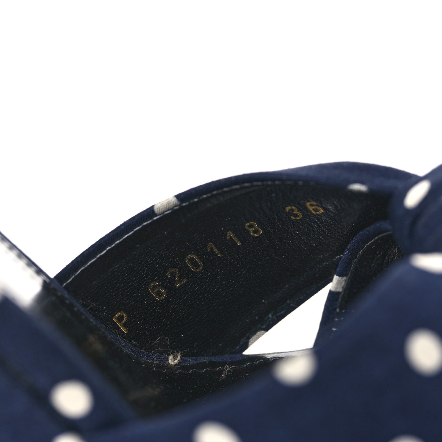 Satin Polka Dot Bianca 125 Platform Sandals 36 Navy