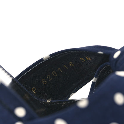 Saint Laurent Satin Polka Dot Bianca 125 Platform Sandals 36 Navy 8 of 9
