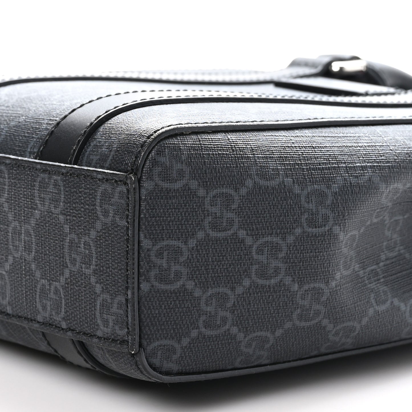 GG Supreme Monogram Appia Calfskin Web Mini Tote Bag Black