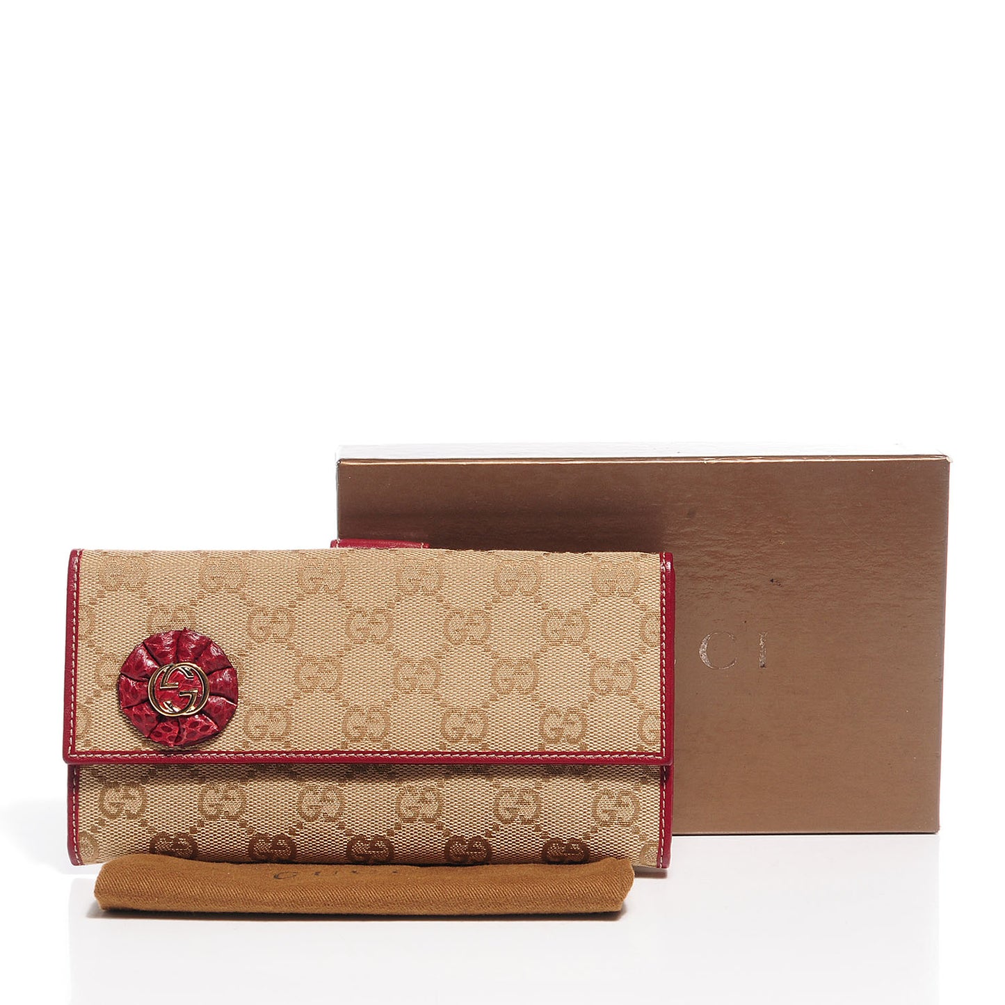 Monogram Lizard GG Trophy Continental Wallet Red