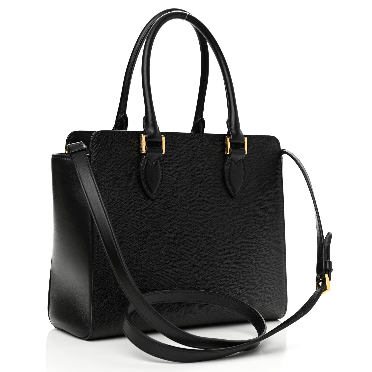 Prada Saffiano Soft Calfskin Small Zippered Tote Black 2 of 7