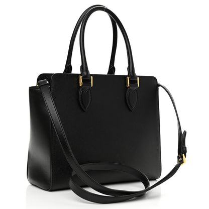 Prada Saffiano Soft Calfskin Small Zippered Tote Black 2 of 7