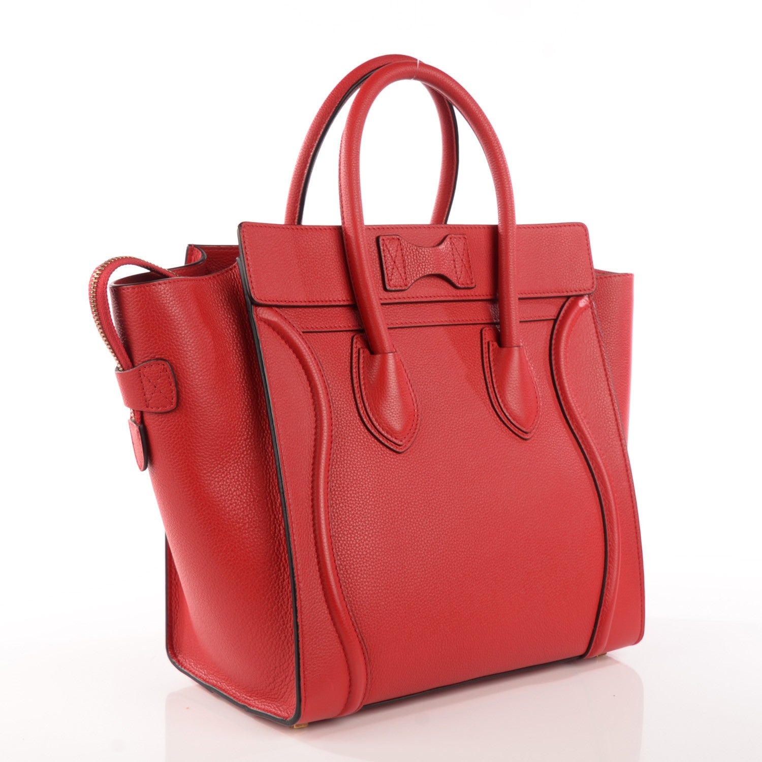 Celine Drummed Calfskin Mini Luggage Coquelicot 3 of 9