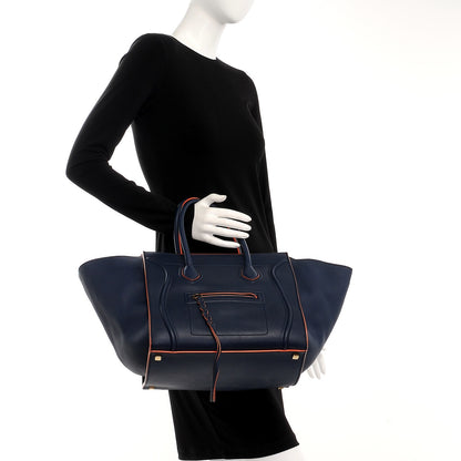 Celine Supple Calfskin Large Phantom Luggage Navy Blue Orange 2 of 13
