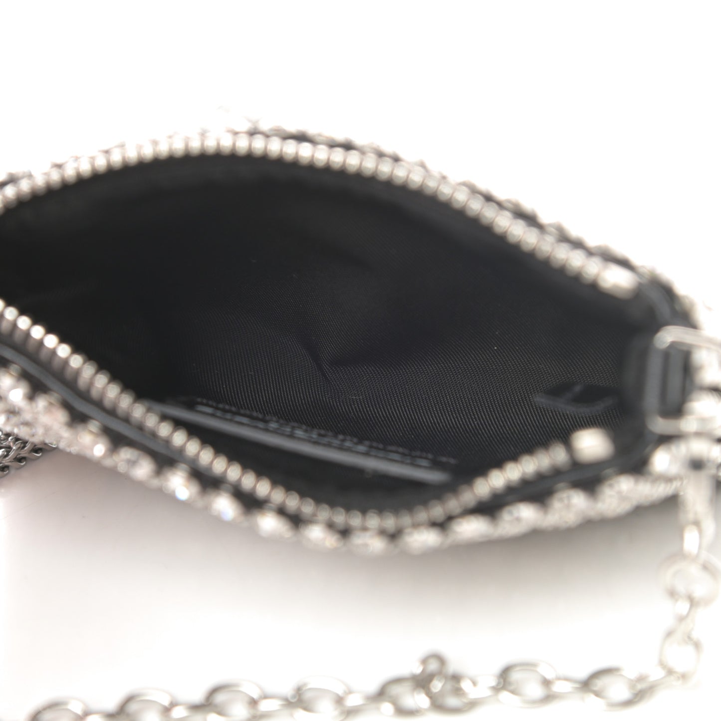 Mesh Crystal Rhinestone Nano Heiress Shoulder Bag Black Silver