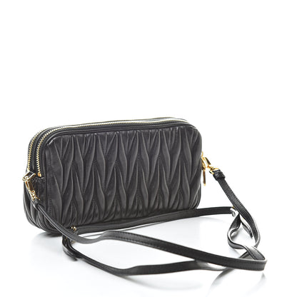 Miu Miu Nappa Matelasse Double Zip Pochette Clutch Black 3 of 11