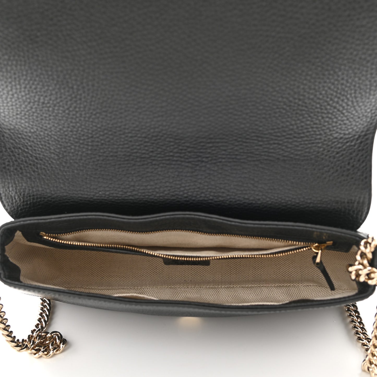 Pebbled Calfskin Medium Soho Flap Crossbody Black