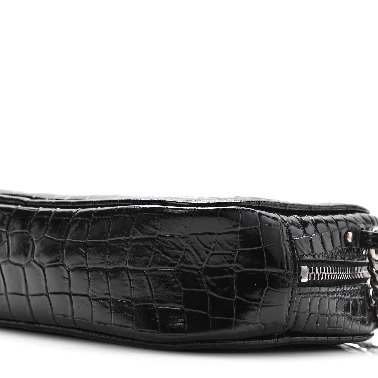 Saint Laurent Calfskin Crocodile Embossed Monogram Mini Lou Camera Bag Black 8 of 8