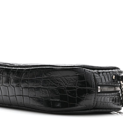 Saint Laurent Calfskin Crocodile Embossed Monogram Mini Lou Camera Bag Black 8 of 8