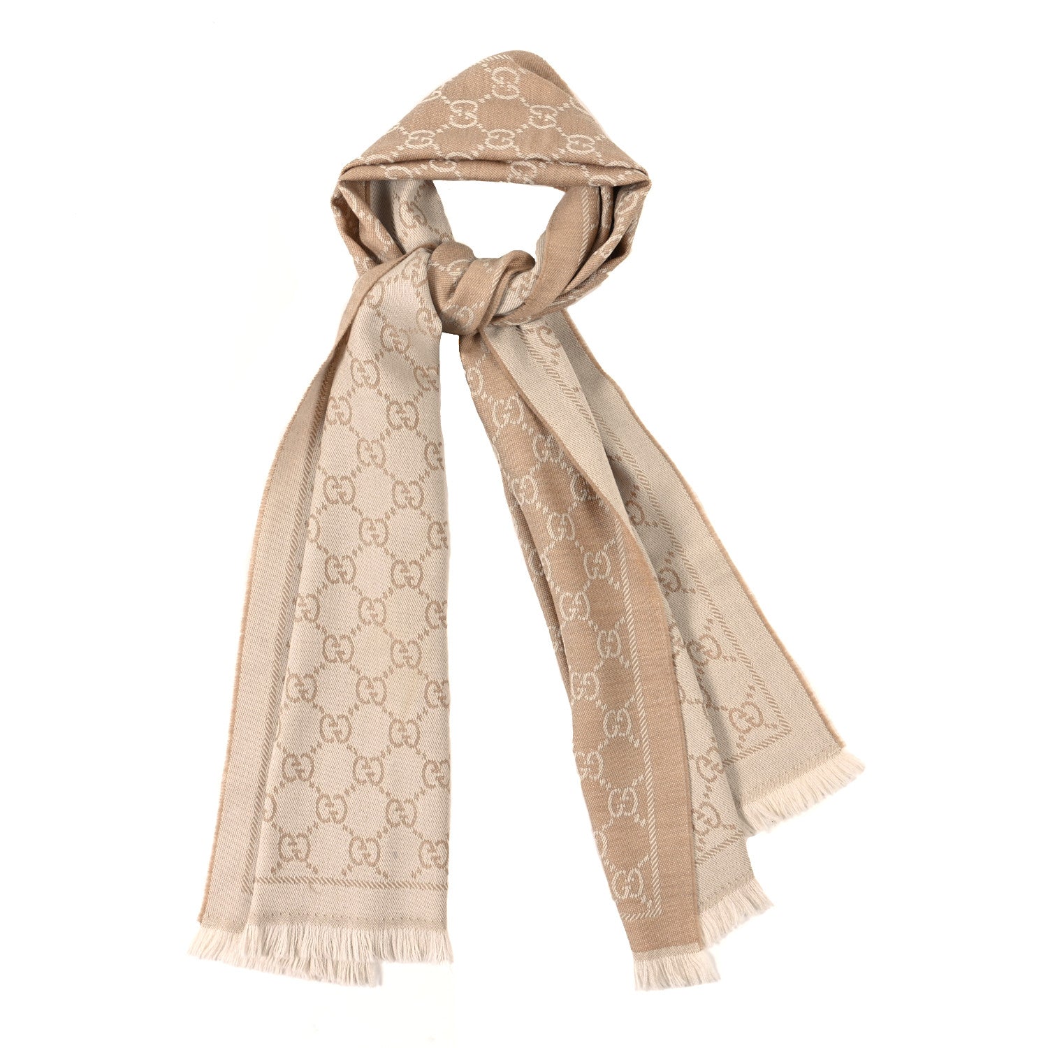 Gucci Wool GG Monogram GGNat Scarf Sand 1 of 4