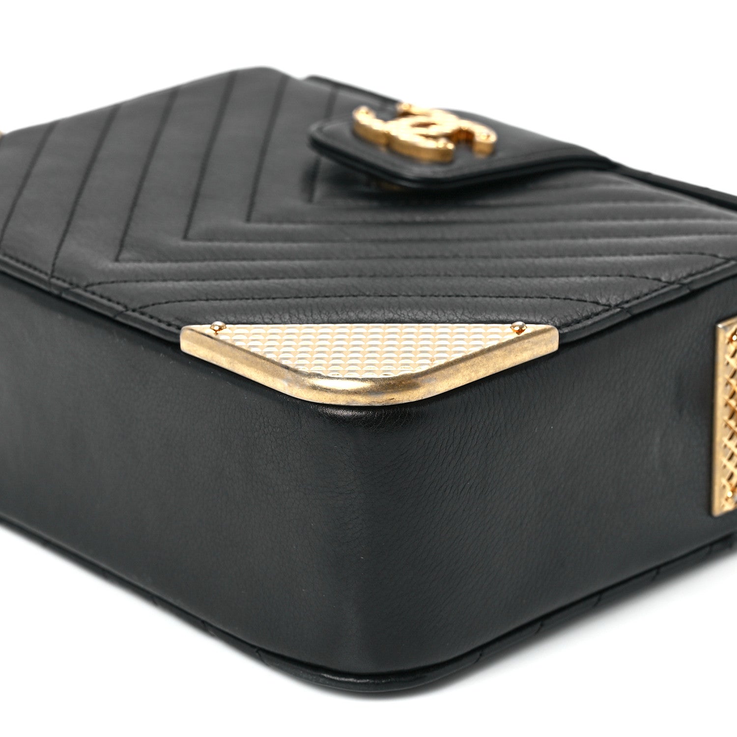 Chanel Calfskin Chevron Quilted Rock The Corner Minaudiere Bag Black 11 of 11