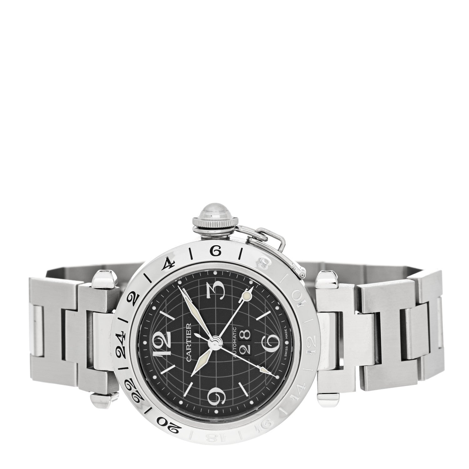 Cartier Stainless Steel 35mm Pasha GMT Automatic Watch Black 2 of 4