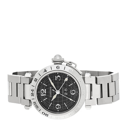 Cartier Stainless Steel 35mm Pasha GMT Automatic Watch Black 2 of 4