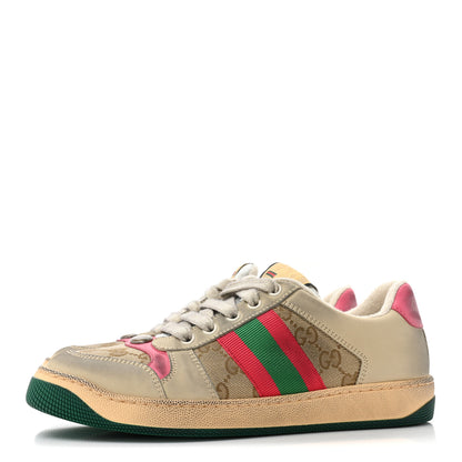 Gucci GG Monogram Nubuck Web Womens Screener Sneakers 37 New Sand Dusty Milk Pink 3 of 10