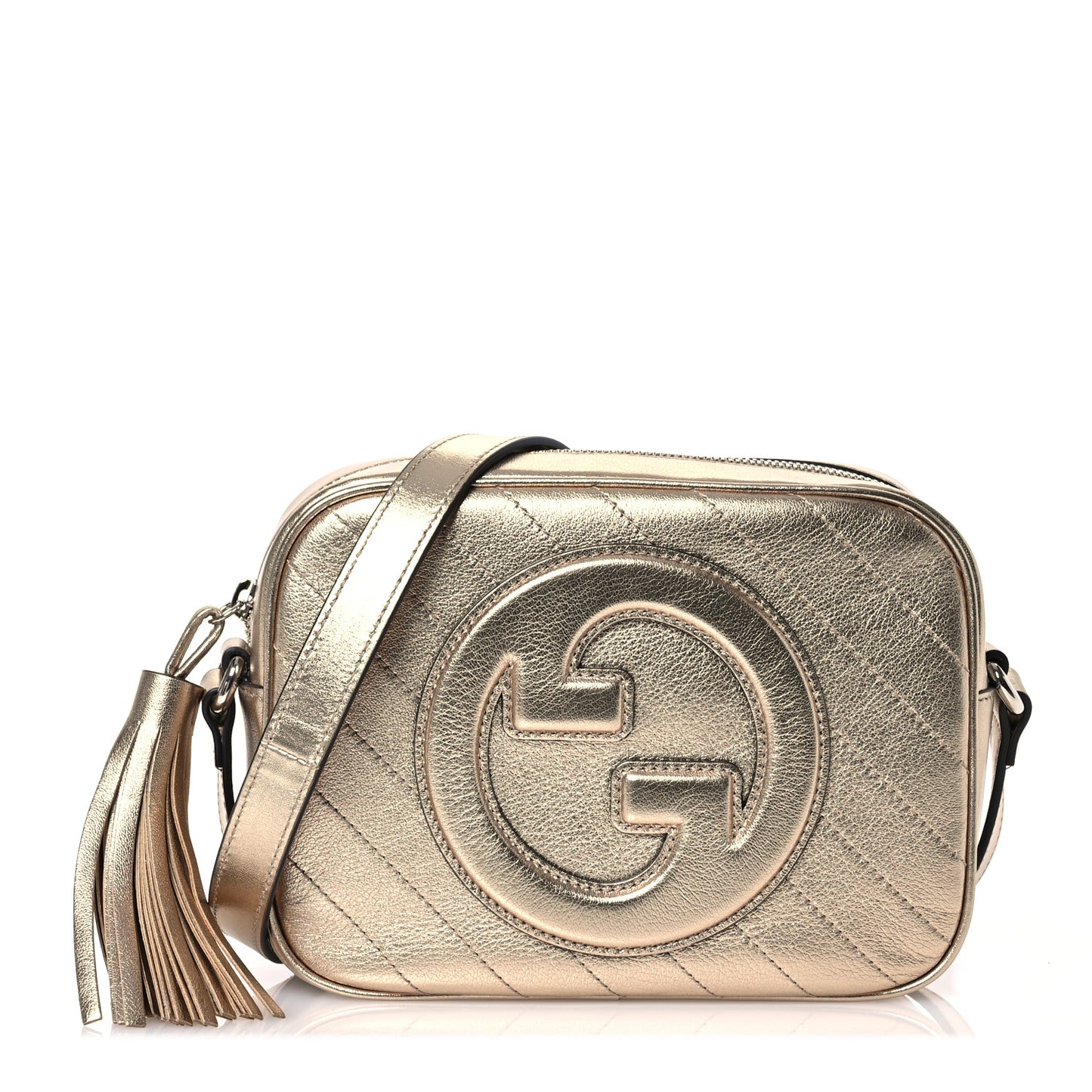 Metallic Sakai Be Green Calfskin Diagonal Stitched Small Blondie Shoulder Bag Gold