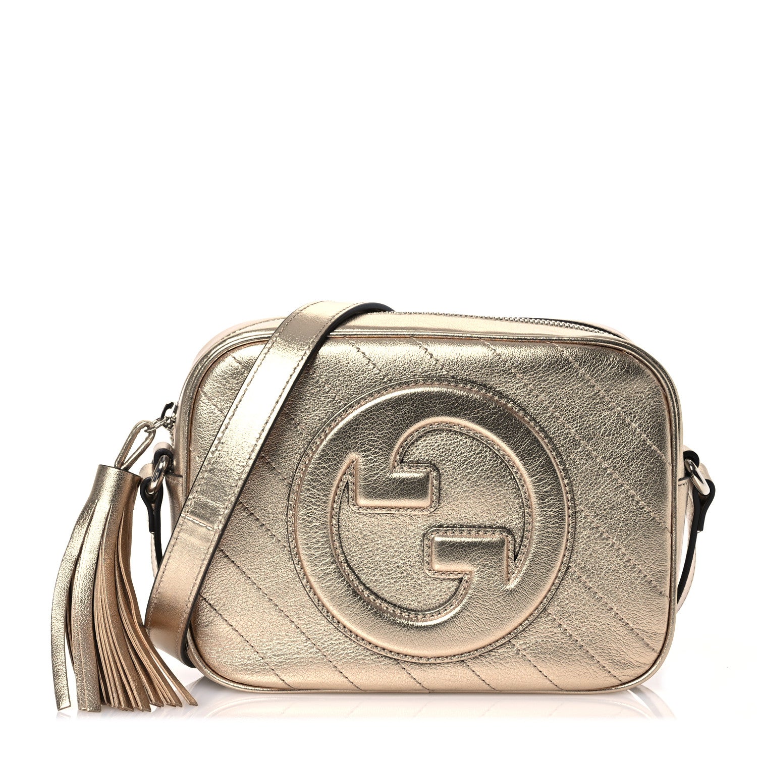 Gucci Metallic Sakai Be Green Calfskin Diagonal Stitched Small Blondie Shoulder Bag Gold 1 of 10