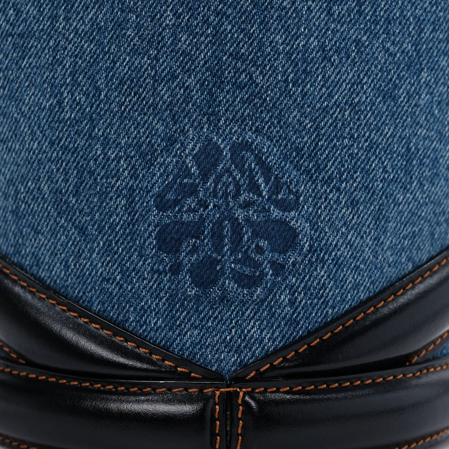 Denim Calfskin The Curve Small Shoulder Bag Black