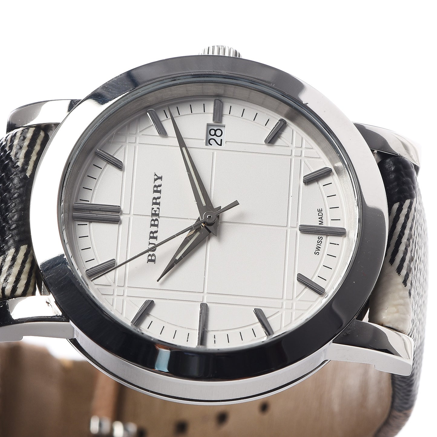 Stainless Steel Calfskin 38mm Heritage Nova Check Quartz Watch BU1390