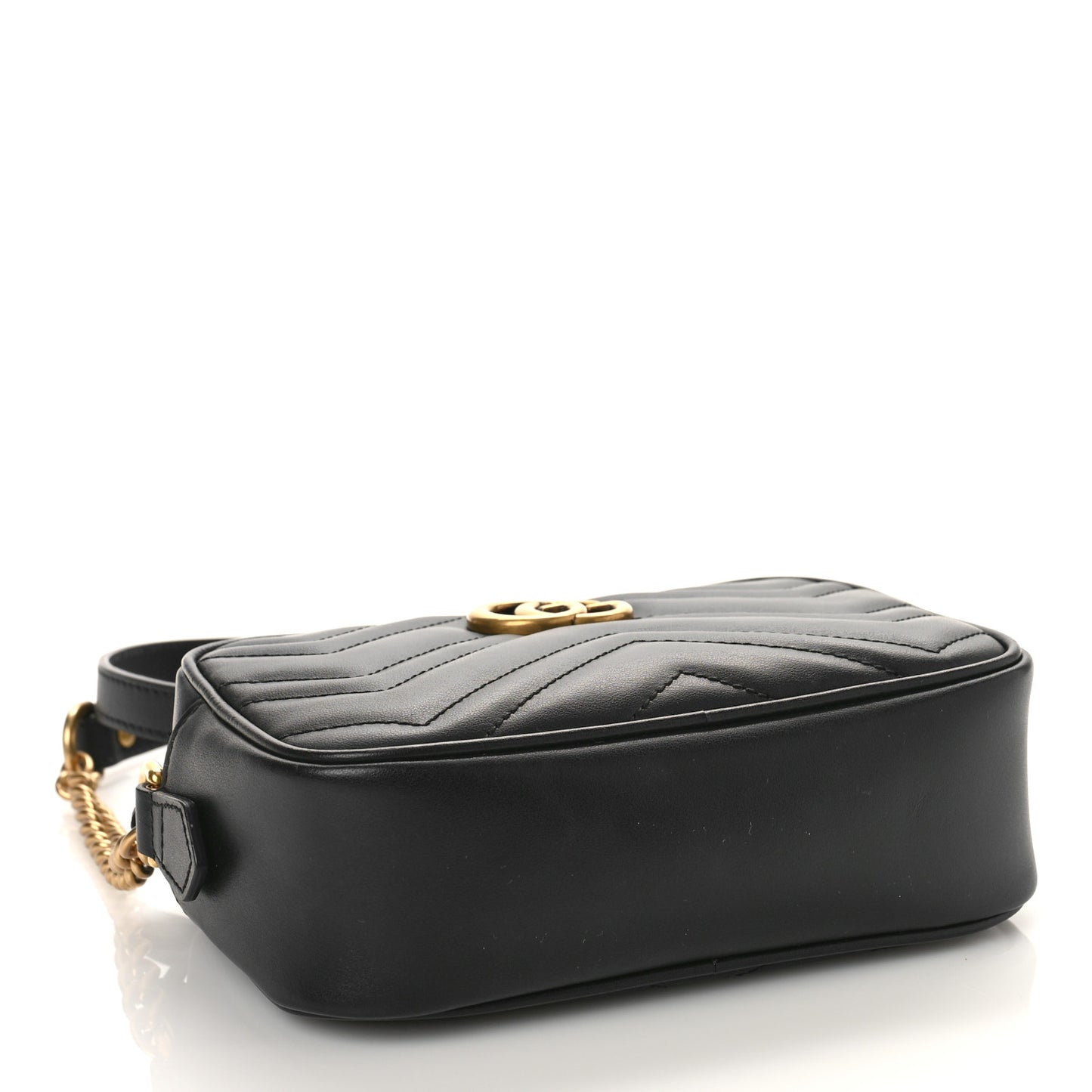 Calfskin Matelasse Mini GG Marmont Chain Shoulder Bag Black