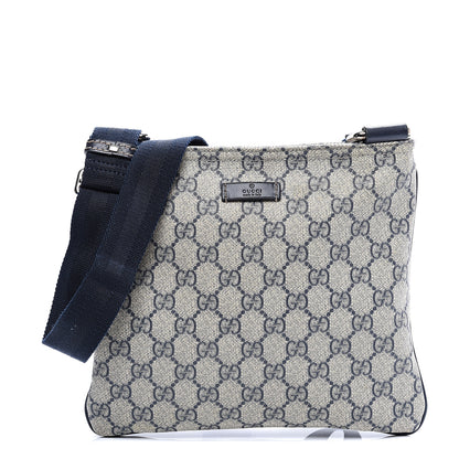 Gucci GG Supreme Monogram Small Flat Messenger Bag Navy 1 of 10
