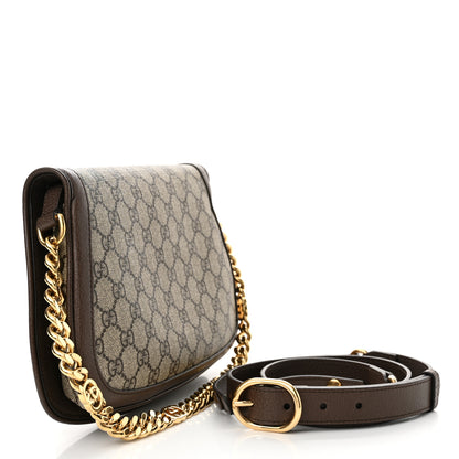 Gucci GG Supreme Monogram Textured Dollar Calfskin Blondie Chain Shoulder Flap Bag Beige Ebony New Acero 3 of 12