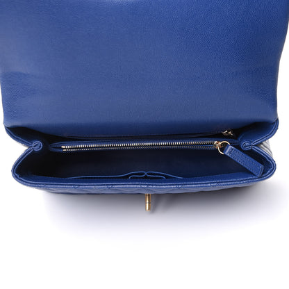 Chanel Caviar Lizard Embossed Quilted Small Coco Handle Flap Dark Blue 5 of 11