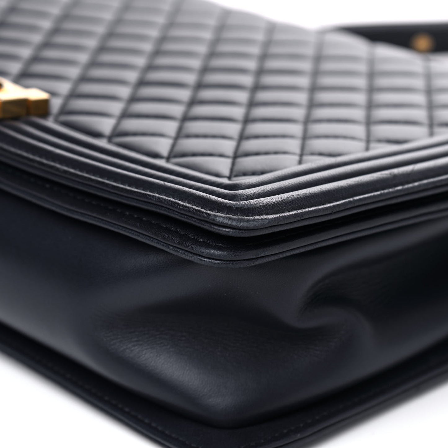 Lambskin Quilted Large Boy Flap Navy