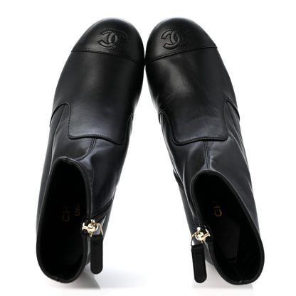 Chanel Stretch Lambskin Cap Toe CC Uniform Short Boots 38 Black 2 of 9