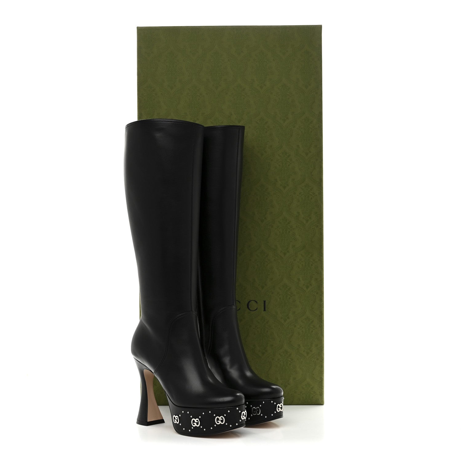 Gucci Nappa Charlotte Janaya 110mm Platform Knee Boots 35.5 Black 11 of 11