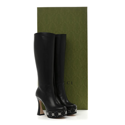 Gucci Nappa Charlotte Janaya 110mm Platform Knee Boots 35.5 Black 11 of 11