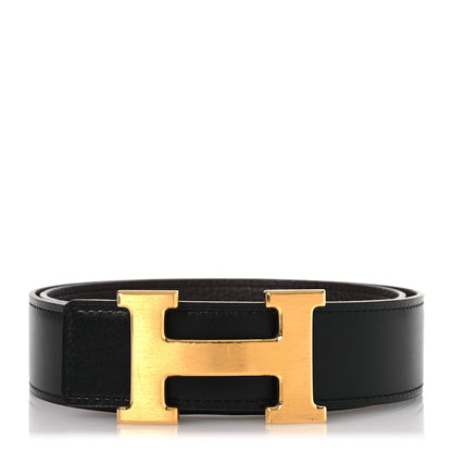 Hermes Box Togo Reversible 32mm H Belt 75 Black Chocolate 1 of 8
