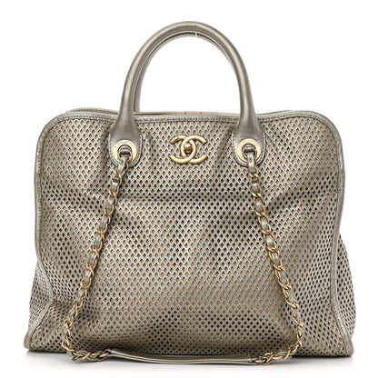 Chanel Metallic Calfskin Perforated Up In The Air Tote Silver 1 of 13