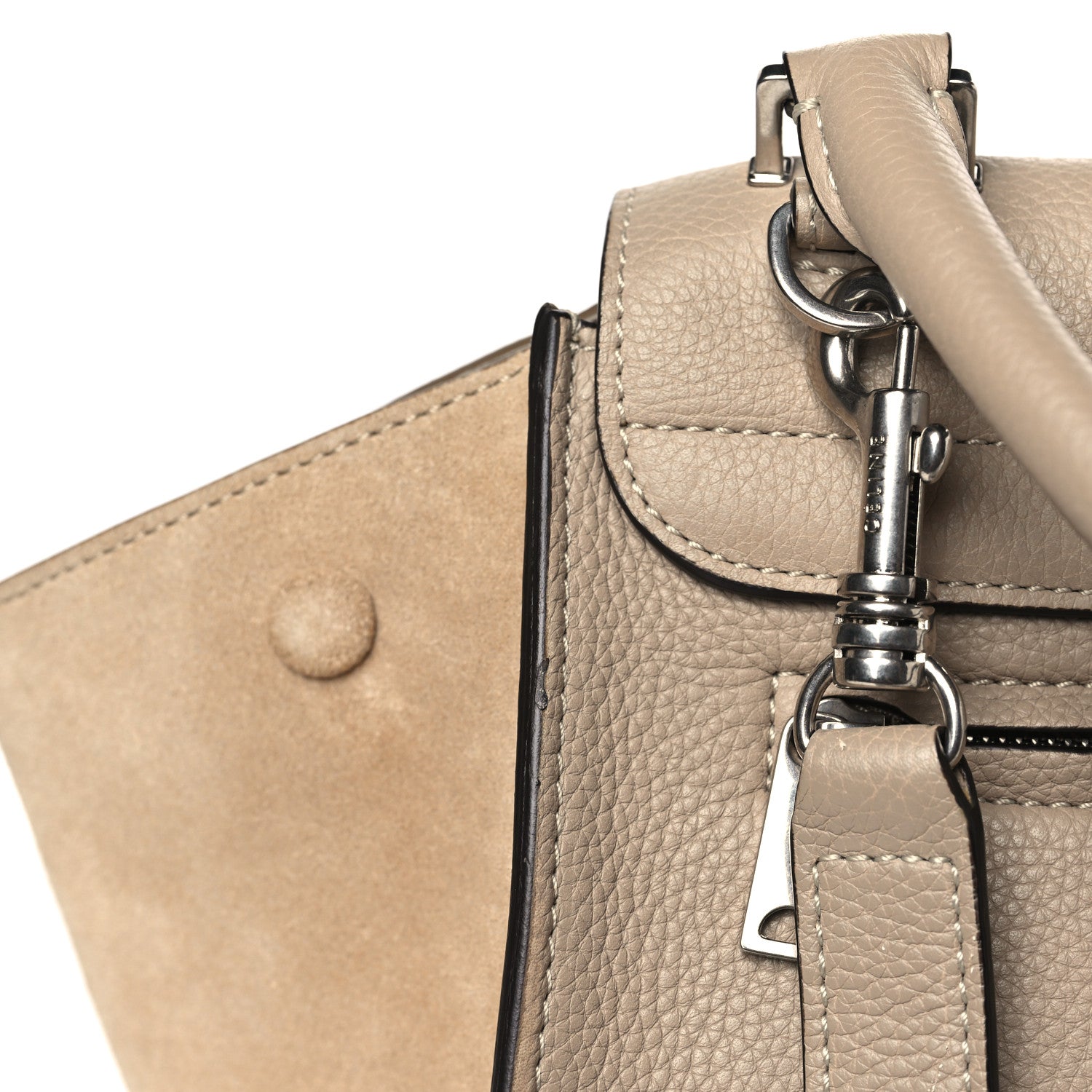 Celine Drummed Calfskin Suede Medium Trapeze Taupe 10 of 10