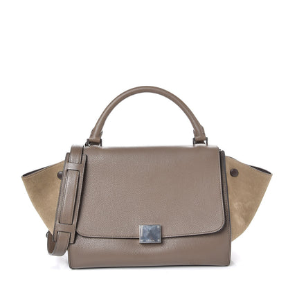 Celine Drummed Calfskin Suede Small Trapeze Souris 1 of 7