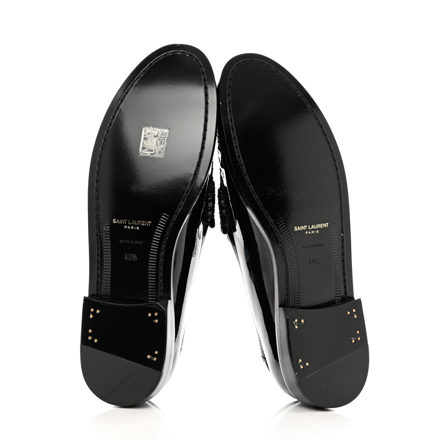 Patent Calfskin Penny Loafers 40.5 Black