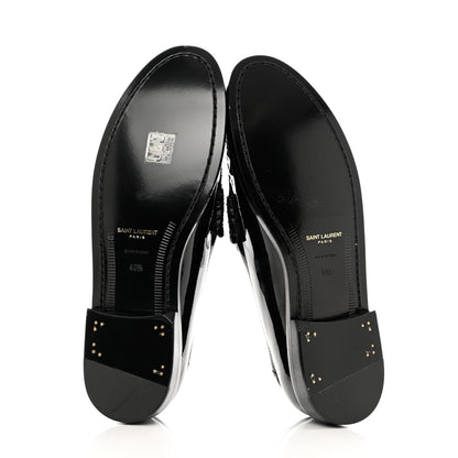 Saint Laurent Patent Calfskin Penny Loafers 40.5 Black 6 of 9