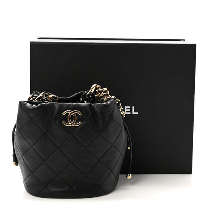 Chanel Lambskin Quilted Resin Bi-Color Chain Bucket Bag Black 11 of 11