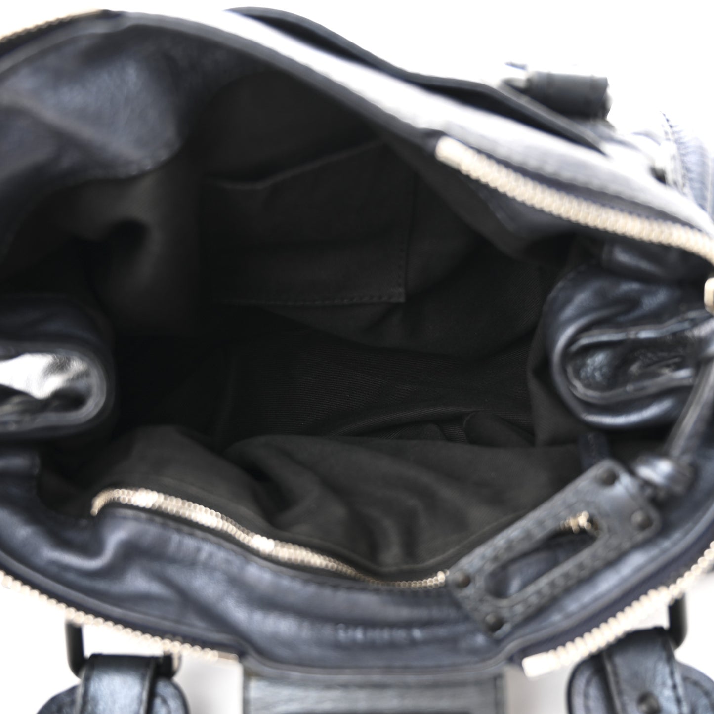 Metallic Calfskin Paddington Satchel Blue Nuit