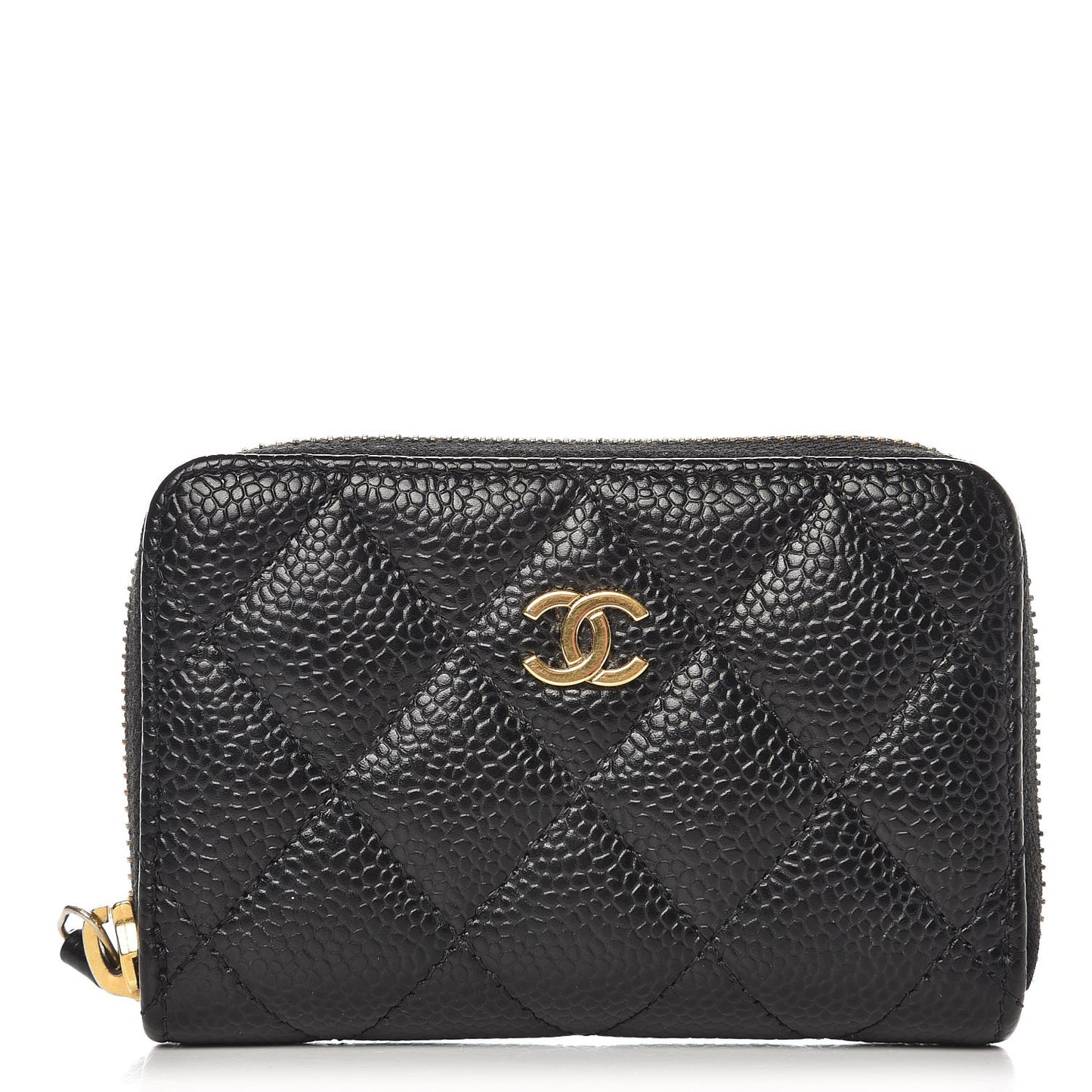 Caviar Quilted Zip Coin Purse Black