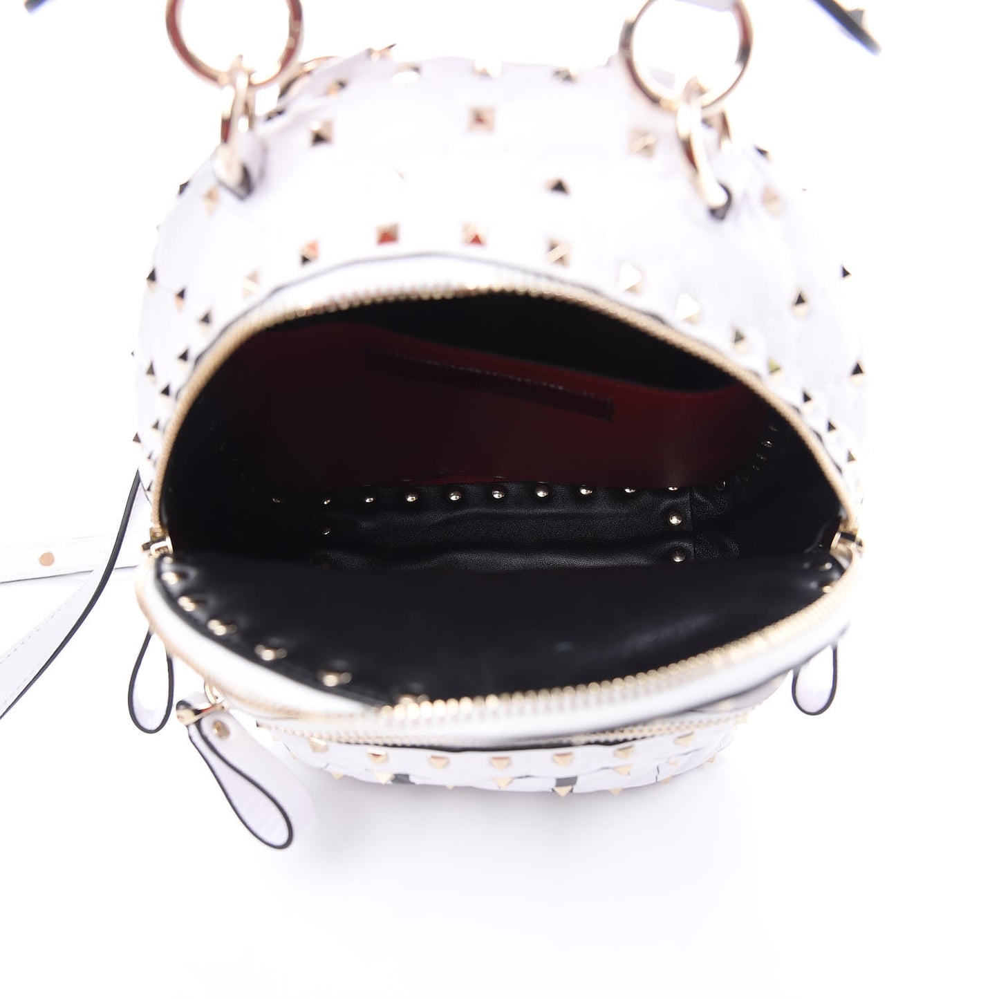 Lambskin VLTN Print Quilted Mini Rockstud Spike Backpack White