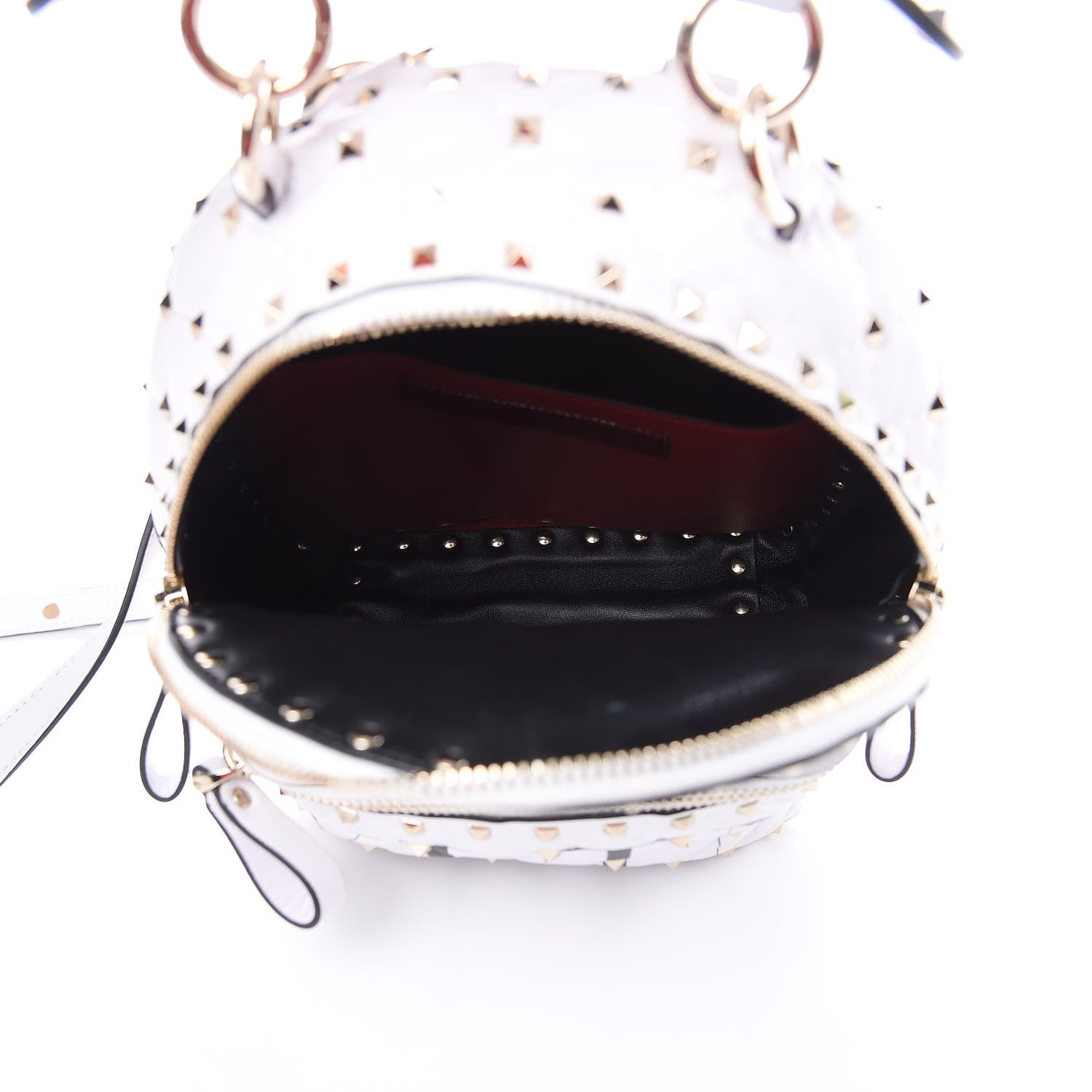 Valentino Garavani Lambskin VLTN Print Quilted Mini Rockstud Spike Backpack White 5 of 11