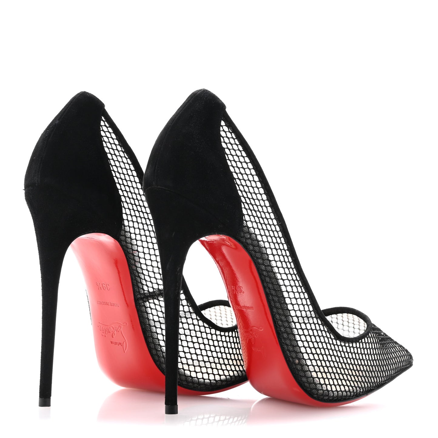 Fishnet Kid Suede Resille Follies 120 Pumps 39.5 Natural Black